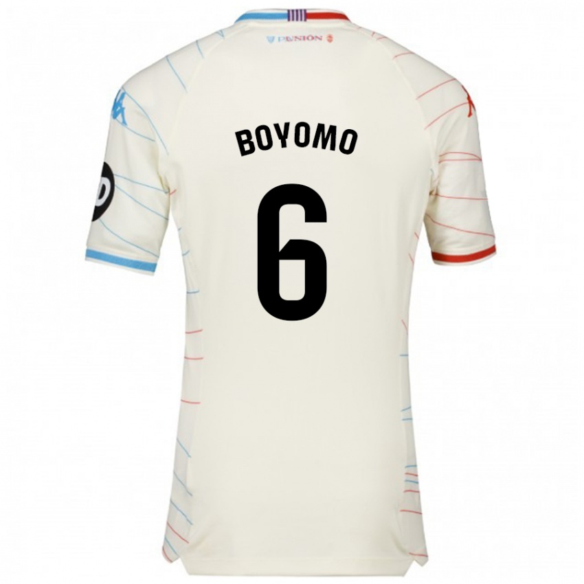 Enfant Maillot Enzo Boyomo #6 Blanc Rouge Bleu Tenues Extérieur 2024/25 T-Shirt Suisse