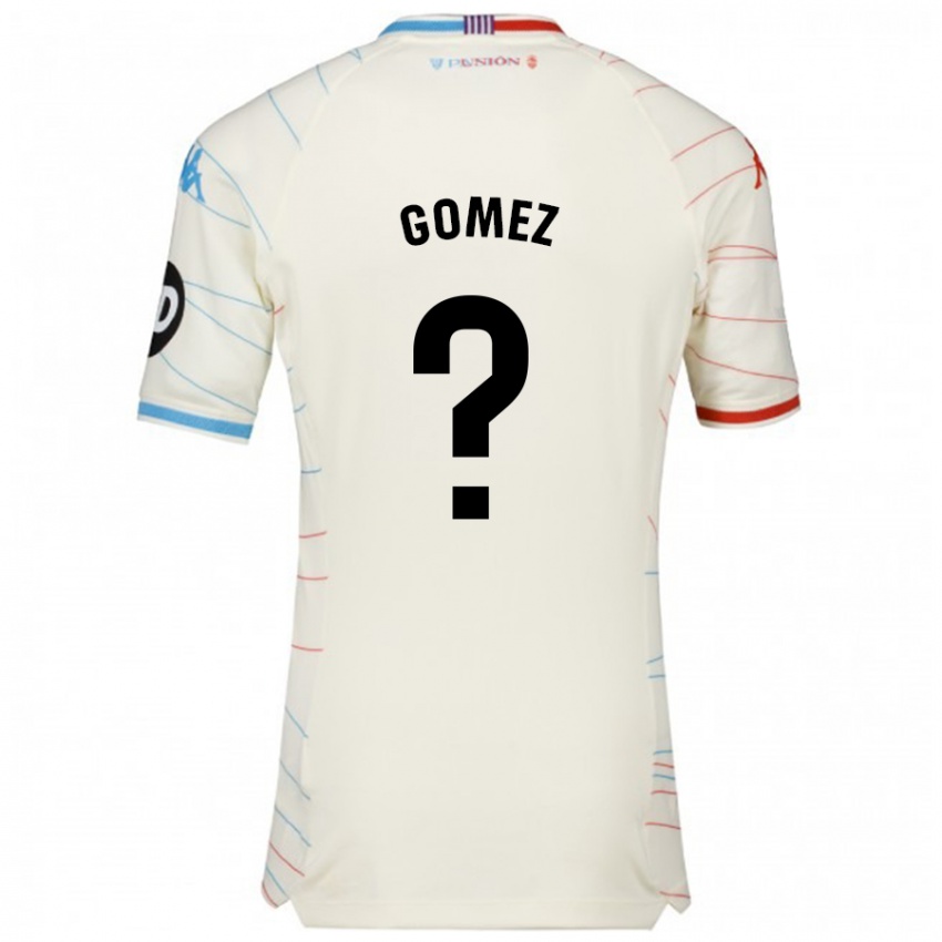 Enfant Maillot Adrián Gómez #0 Blanc Rouge Bleu Tenues Extérieur 2024/25 T-Shirt Suisse