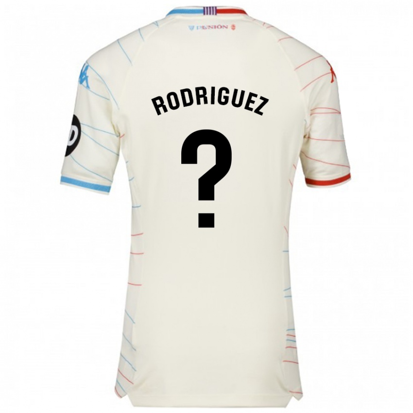 Enfant Maillot Gabriel Rodríguez #0 Blanc Rouge Bleu Tenues Extérieur 2024/25 T-Shirt Suisse