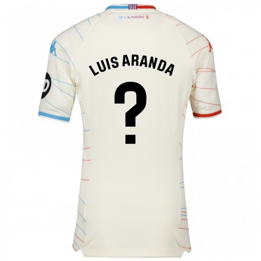 Enfant Maillot José Luis Aranda #0 Blanc Rouge Bleu Tenues Extérieur 2024/25 T-Shirt Suisse