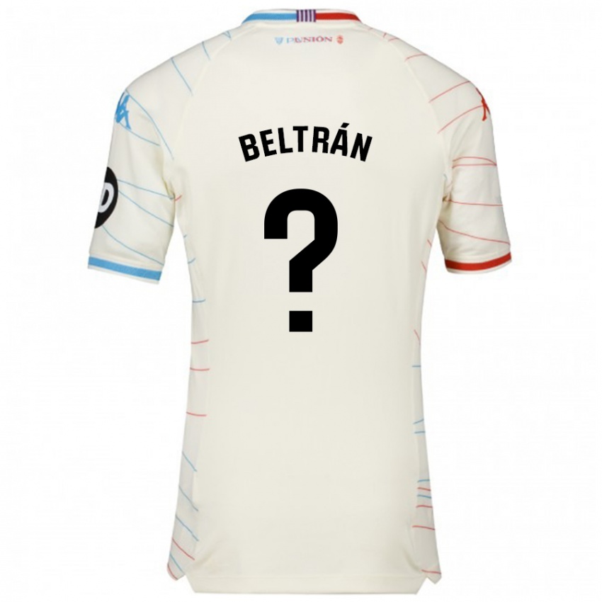 Enfant Maillot Marco Beltrán #0 Blanc Rouge Bleu Tenues Extérieur 2024/25 T-Shirt Suisse