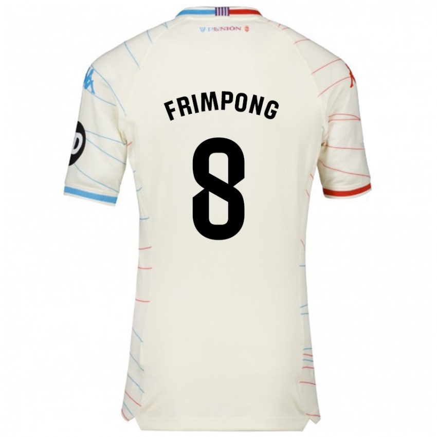 Enfant Maillot Eugene Frimpong #8 Blanc Rouge Bleu Tenues Extérieur 2024/25 T-Shirt Suisse