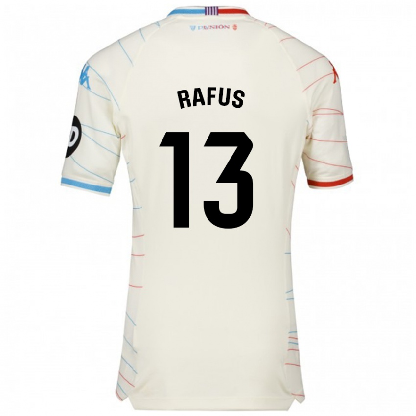 Enfant Maillot Arnau Rafus #13 Blanc Rouge Bleu Tenues Extérieur 2024/25 T-Shirt Suisse