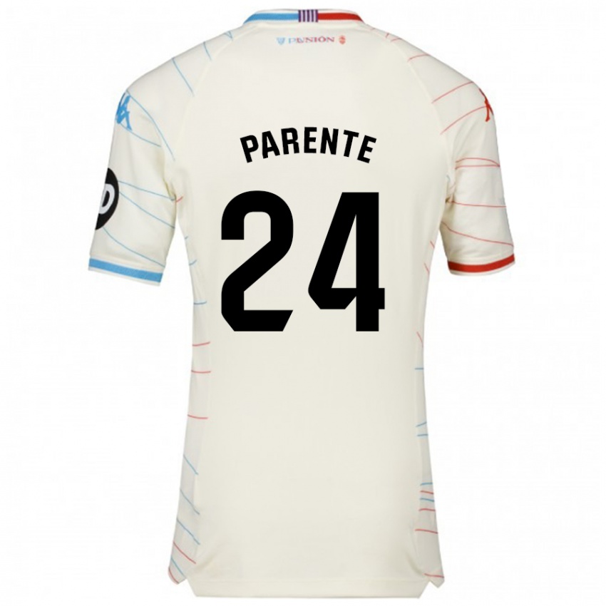 Enfant Maillot Iago Parente #24 Blanc Rouge Bleu Tenues Extérieur 2024/25 T-Shirt Suisse