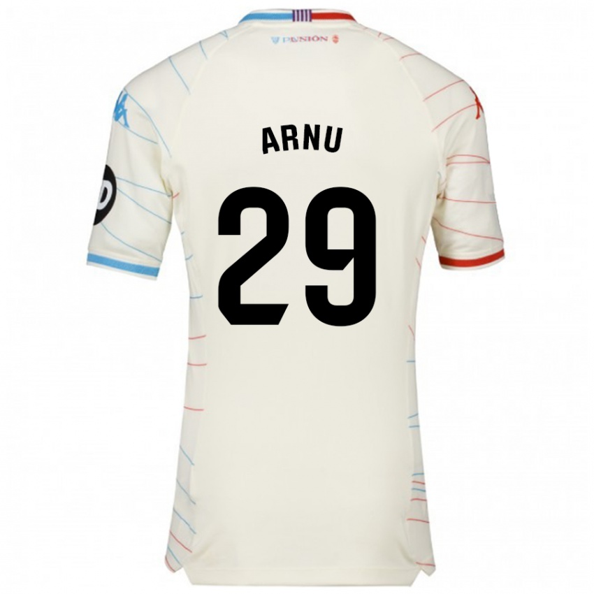 Enfant Maillot Adrián Arnu #29 Blanc Rouge Bleu Tenues Extérieur 2024/25 T-Shirt Suisse