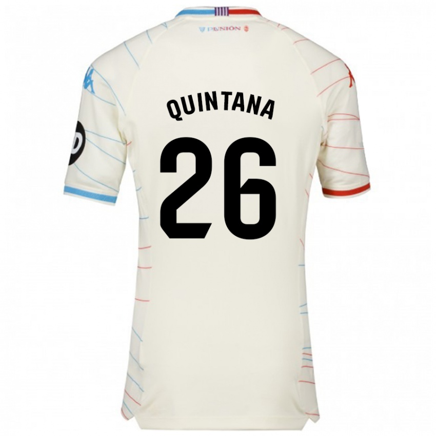 Enfant Maillot Alberto Quintana #26 Blanc Rouge Bleu Tenues Extérieur 2024/25 T-Shirt Suisse