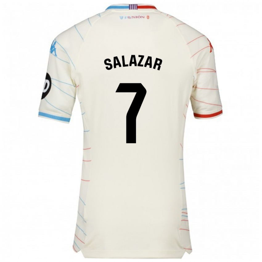 Enfant Maillot Israel Salazar #7 Blanc Rouge Bleu Tenues Extérieur 2024/25 T-Shirt Suisse