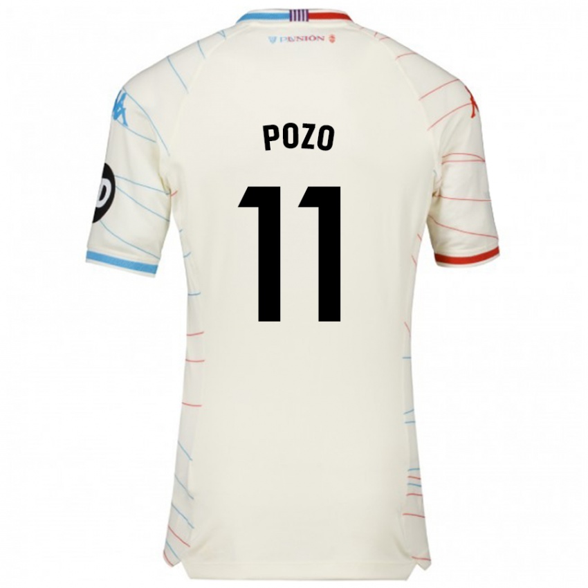 Enfant Maillot Manuel Pozo #11 Blanc Rouge Bleu Tenues Extérieur 2024/25 T-Shirt Suisse