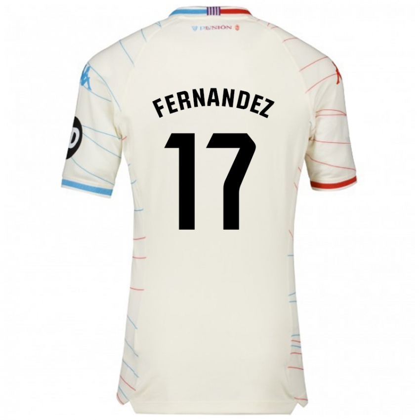 Enfant Maillot Dani Fernández #17 Blanc Rouge Bleu Tenues Extérieur 2024/25 T-Shirt Suisse