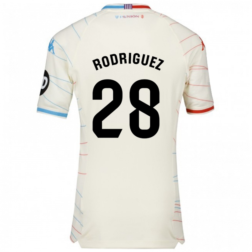 Kinder Yago Rodríguez #28 Weiß Rot Blau Auswärtstrikot Trikot 2024/25 T-Shirt Schweiz