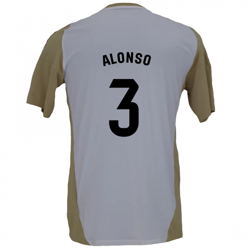 Kinder Julio Alonso #3 Braunweiß Auswärtstrikot Trikot 2024/25 T-Shirt Schweiz