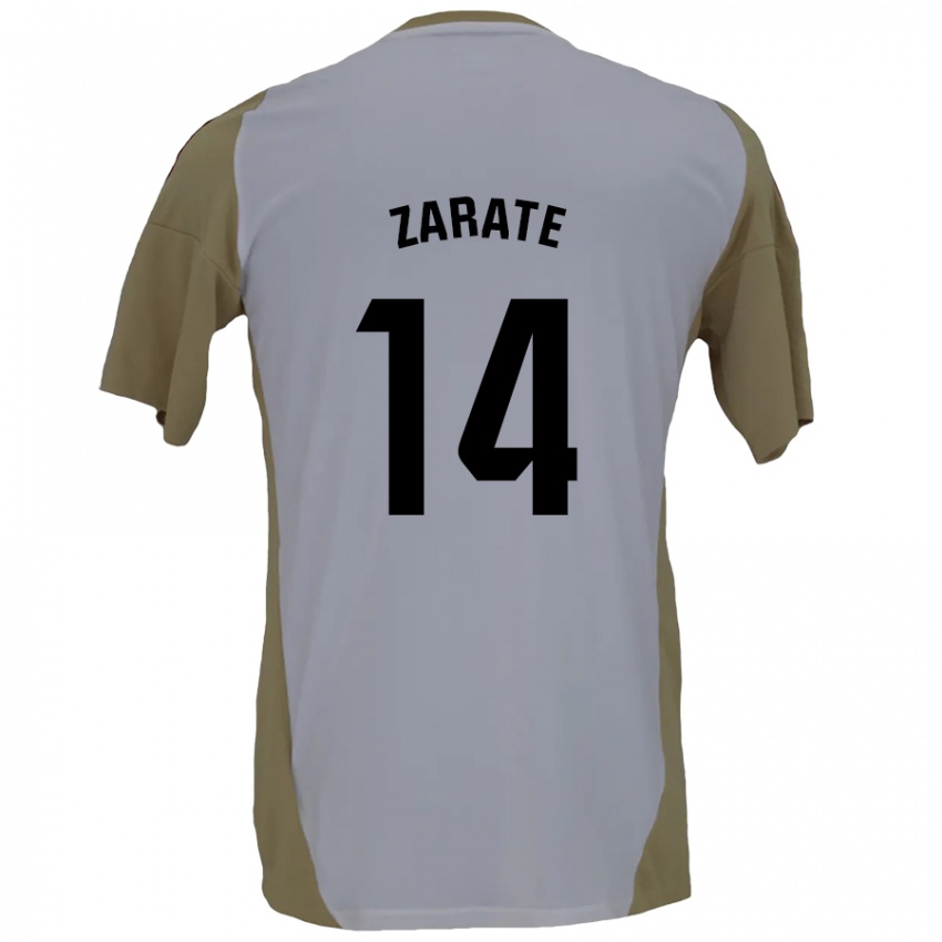 Kinder Hugo Zárate #14 Braunweiß Auswärtstrikot Trikot 2024/25 T-Shirt Schweiz