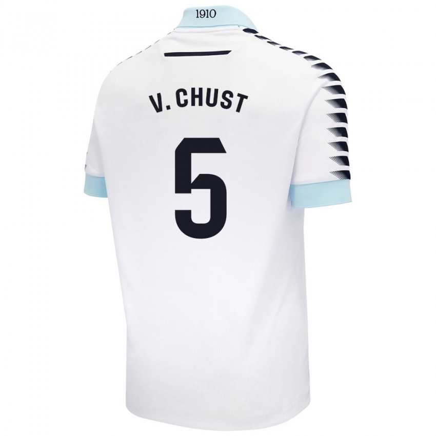 Kinder Victor Chust #5 Weiß Blau Auswärtstrikot Trikot 2024/25 T-Shirt Schweiz