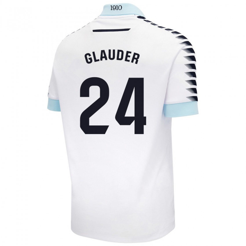 Kinder Cristian Glauder #24 Weiß Blau Auswärtstrikot Trikot 2024/25 T-Shirt Schweiz