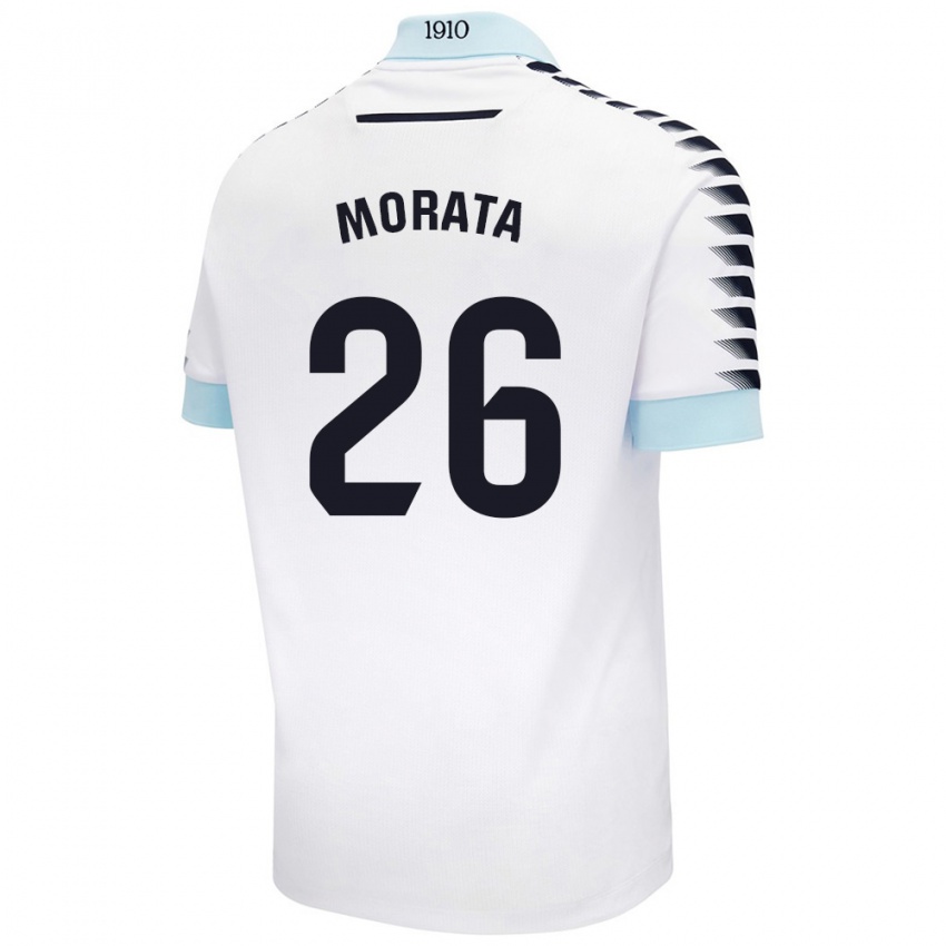 Kinder Álex Morata #26 Weiß Blau Auswärtstrikot Trikot 2024/25 T-Shirt Schweiz