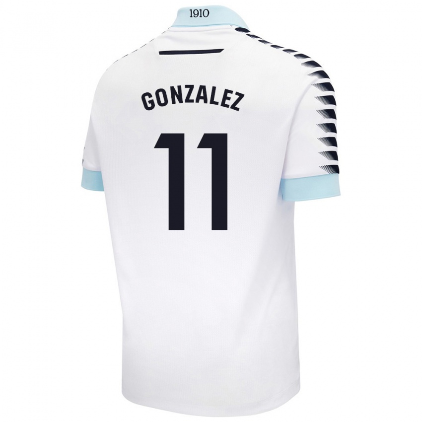 Kinder Chus González #11 Weiß Blau Auswärtstrikot Trikot 2024/25 T-Shirt Schweiz