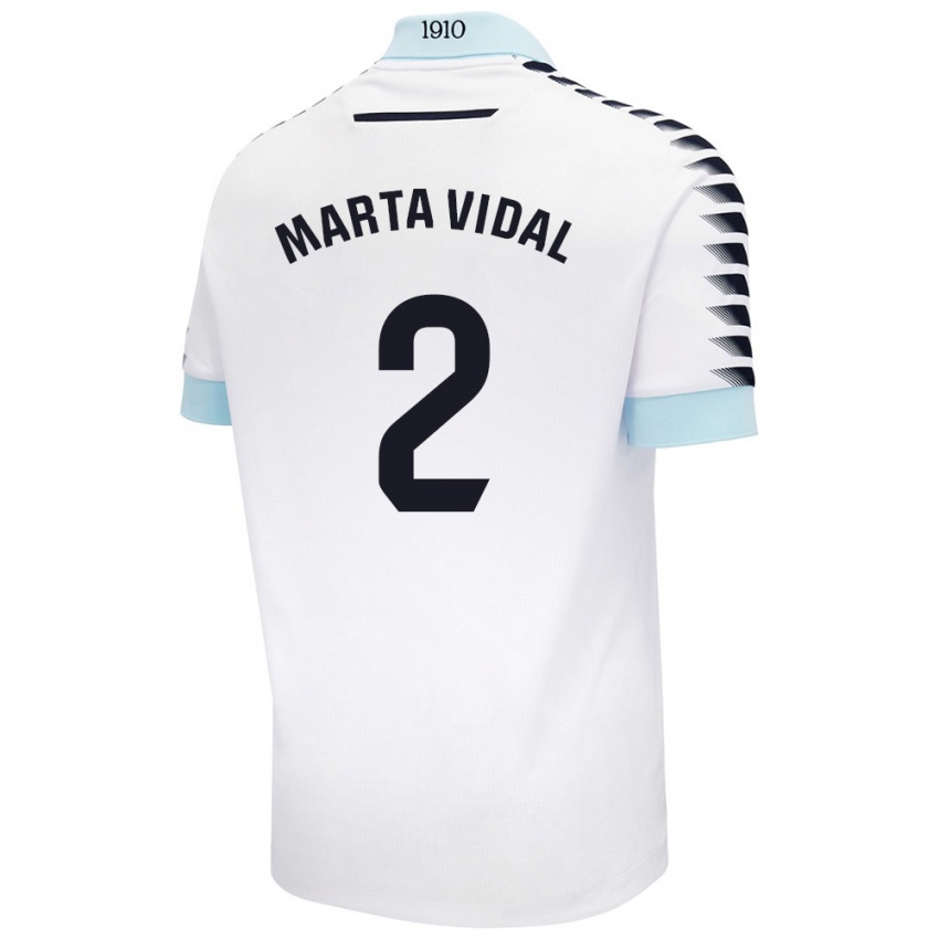 Kinder Marta Vidal Vela #2 Weiß Blau Auswärtstrikot Trikot 2024/25 T-Shirt Schweiz