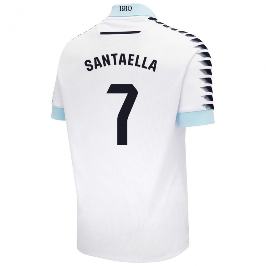 Kinder Natalia Santaella Picón #7 Weiß Blau Auswärtstrikot Trikot 2024/25 T-Shirt Schweiz