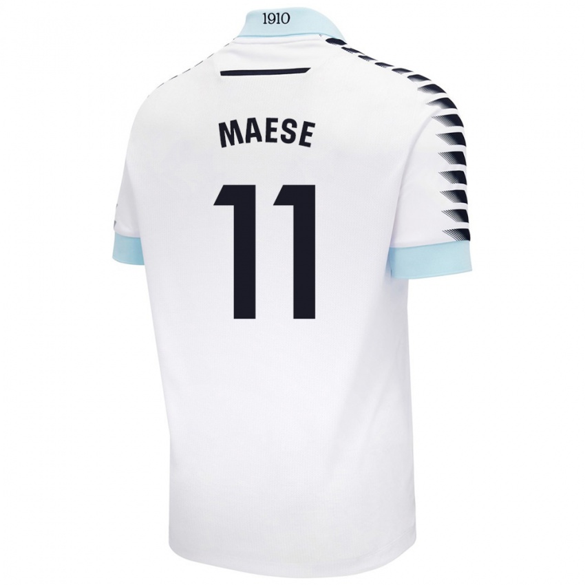 Kinder María Del Carmen Maese Gaitán #11 Weiß Blau Auswärtstrikot Trikot 2024/25 T-Shirt Schweiz