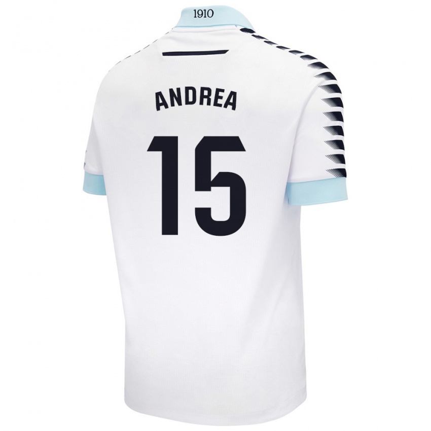 Kinder Andrea Sánchez Moreno #15 Weiß Blau Auswärtstrikot Trikot 2024/25 T-Shirt Schweiz