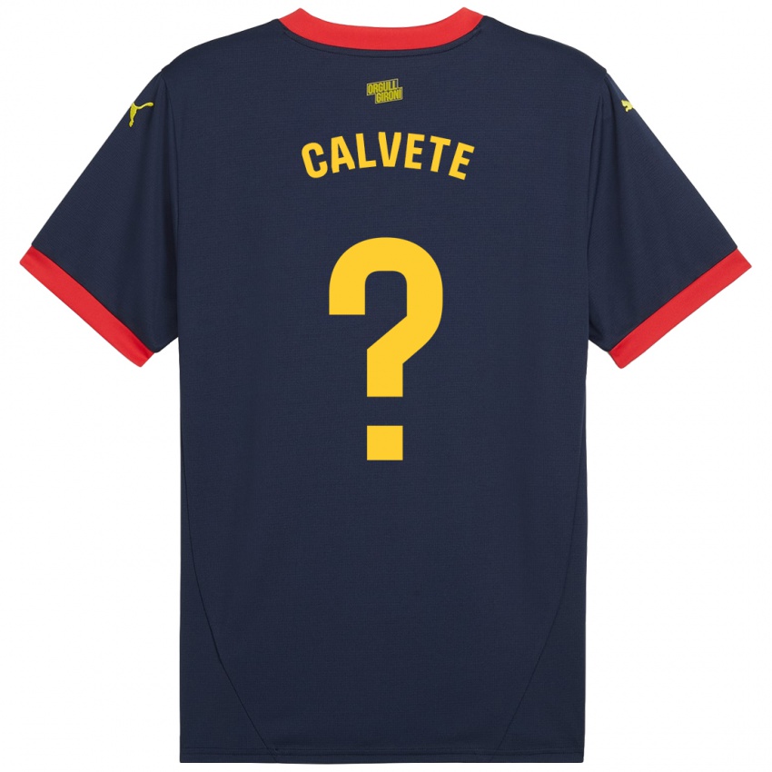 Enfant Maillot Pablo Calvete #0 Bleu Marine Rouge Tenues Extérieur 2024/25 T-Shirt Suisse