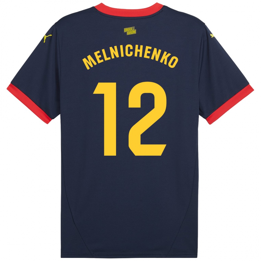 Enfant Maillot Dmytro Melnichenko #12 Bleu Marine Rouge Tenues Extérieur 2024/25 T-Shirt Suisse