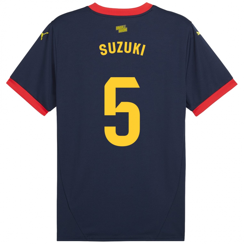 Enfant Maillot Wadi Ibrahim Suzuki #5 Bleu Marine Rouge Tenues Extérieur 2024/25 T-Shirt Suisse