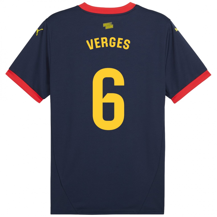 Enfant Maillot Mar Vergés #6 Bleu Marine Rouge Tenues Extérieur 2024/25 T-Shirt Suisse