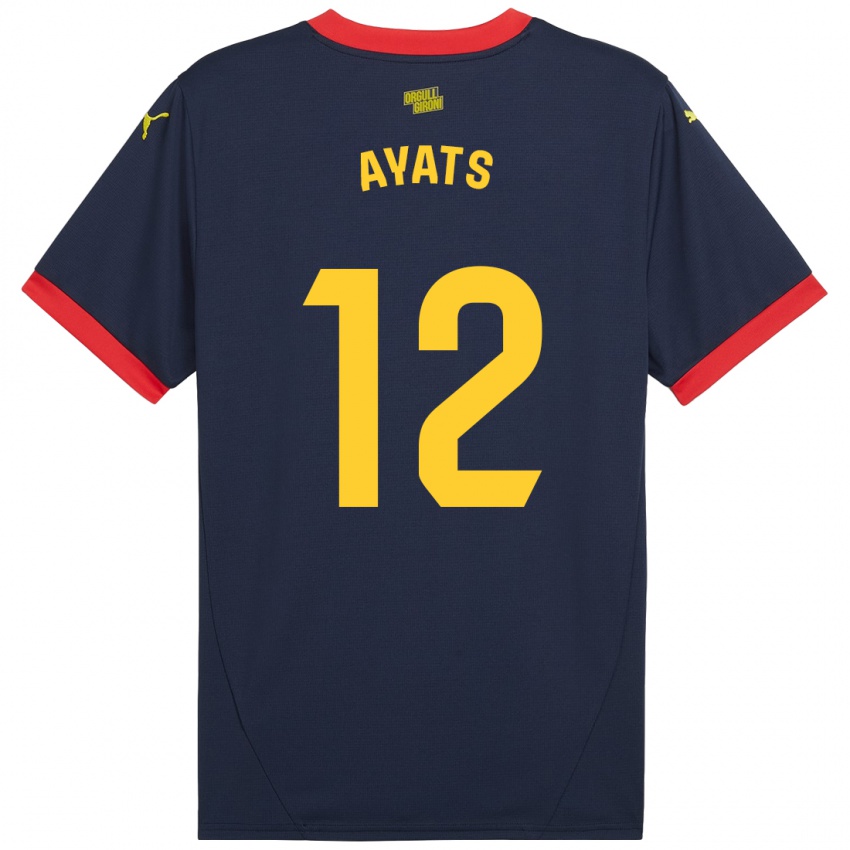 Enfant Maillot Mònica Ayats #12 Bleu Marine Rouge Tenues Extérieur 2024/25 T-Shirt Suisse