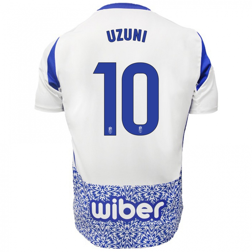 Enfant Maillot Myrto Uzuni #10 Blanc Bleu Tenues Extérieur 2024/25 T-Shirt Suisse