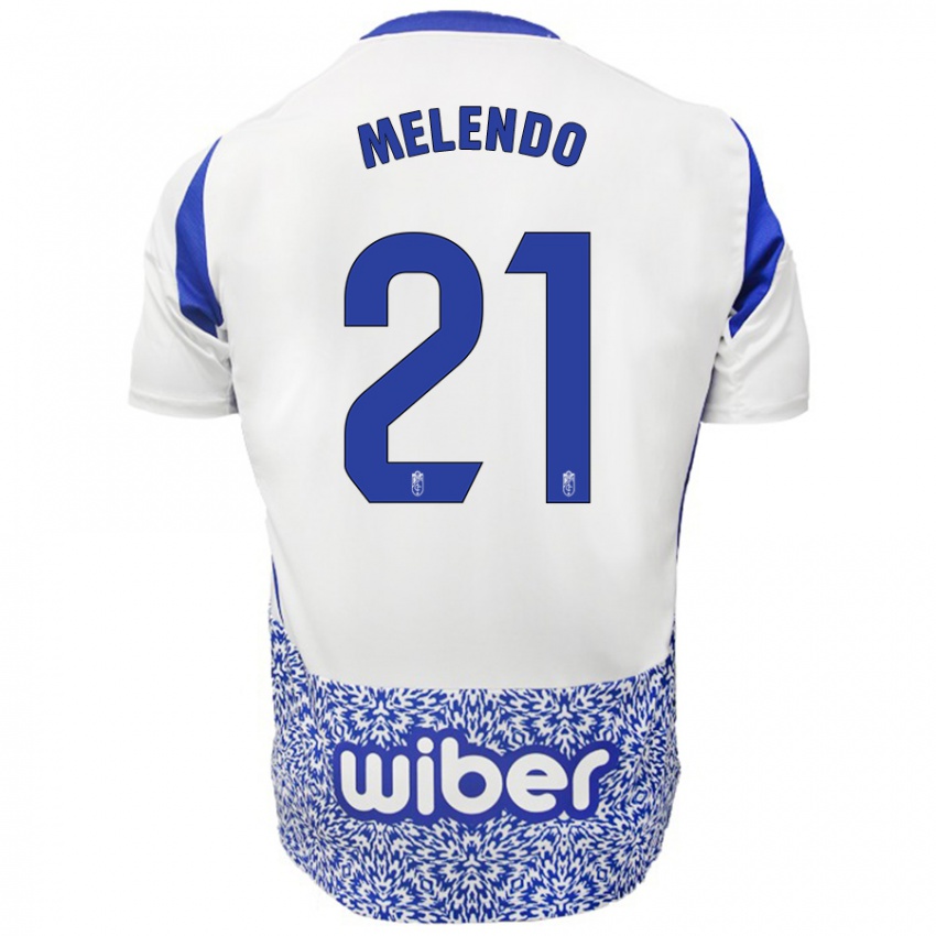 Kinder Óscar Melendo #21 Weiß Blau Auswärtstrikot Trikot 2024/25 T-Shirt Schweiz