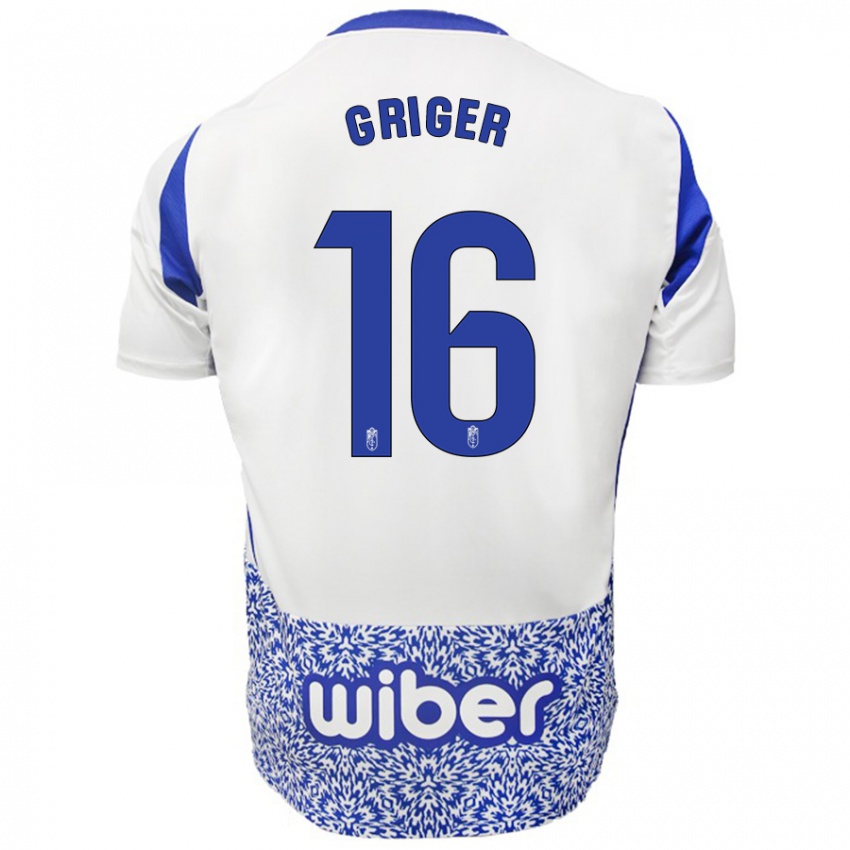 Kinder Adam Griger #16 Weiß Blau Auswärtstrikot Trikot 2024/25 T-Shirt Schweiz