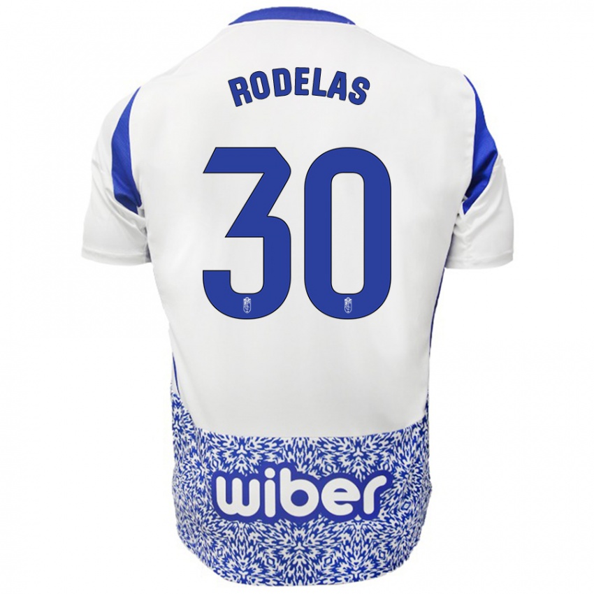 Kinder Sergio Rodelas #30 Weiß Blau Auswärtstrikot Trikot 2024/25 T-Shirt Schweiz