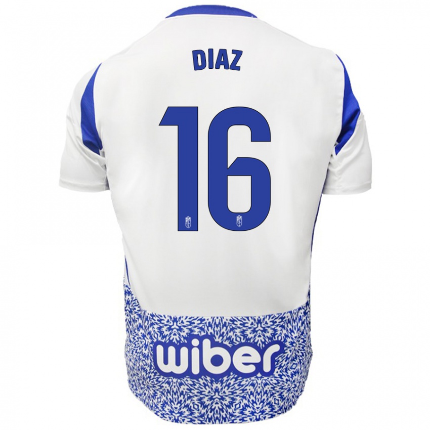 Kinder Víctor Díaz #16 Weiß Blau Auswärtstrikot Trikot 2024/25 T-Shirt Schweiz