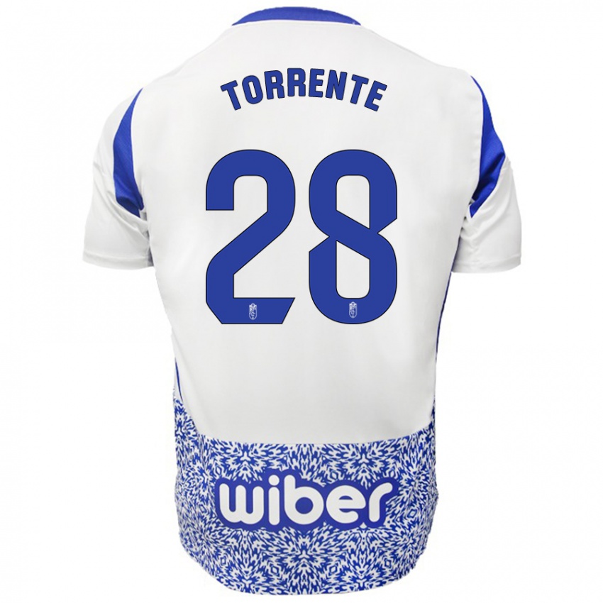 Kinder Raúl Torrente #28 Weiß Blau Auswärtstrikot Trikot 2024/25 T-Shirt Schweiz