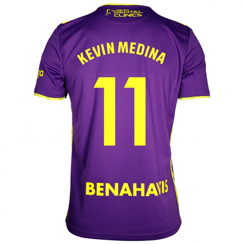 Enfant Maillot Kevin Medina #11 Violet Jaune Tenues Extérieur 2024/25 T-Shirt Suisse