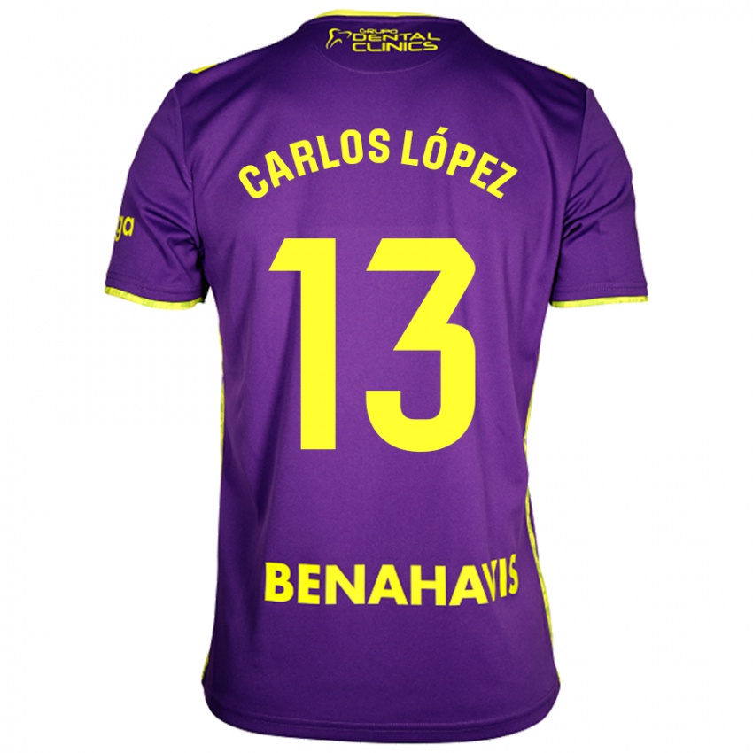 Enfant Maillot Carlos López #13 Violet Jaune Tenues Extérieur 2024/25 T-Shirt Suisse