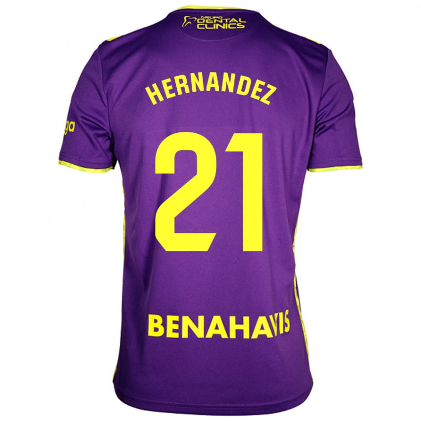 Kinder Juan Hernández #21 Lila Gelb Auswärtstrikot Trikot 2024/25 T-Shirt Schweiz