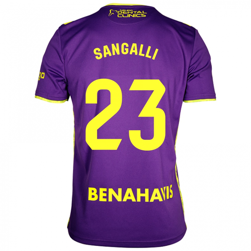 Enfant Maillot Luca Sangalli #23 Violet Jaune Tenues Extérieur 2024/25 T-Shirt Suisse