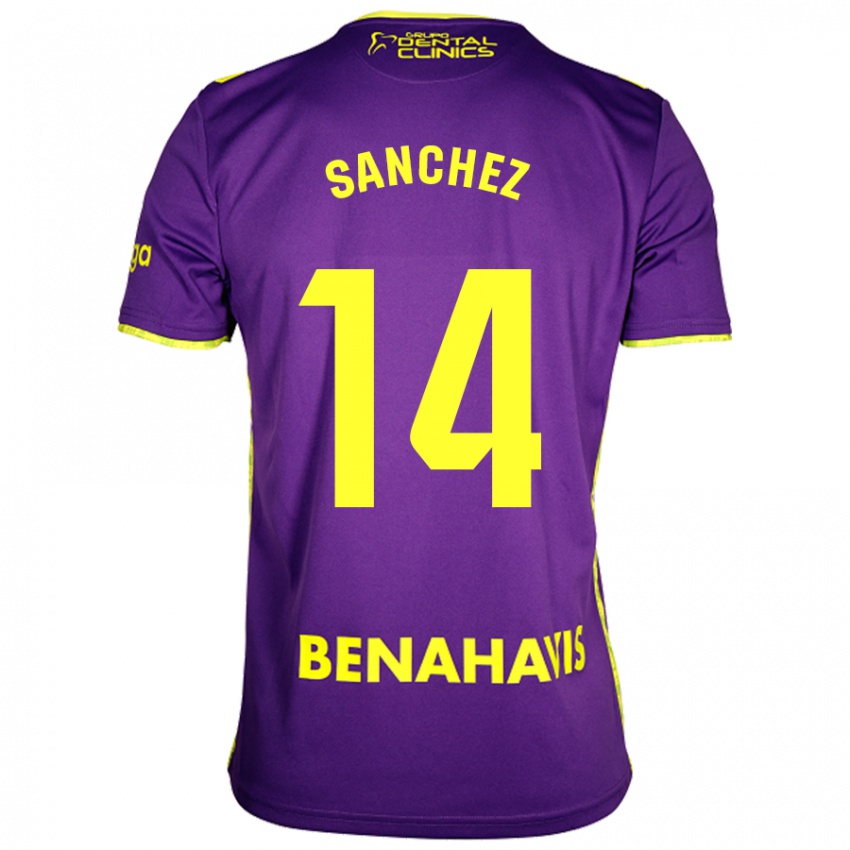 Enfant Maillot Rubén Sánchez #14 Violet Jaune Tenues Extérieur 2024/25 T-Shirt Suisse