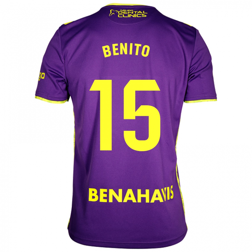 Enfant Maillot Iván Benito #15 Violet Jaune Tenues Extérieur 2024/25 T-Shirt Suisse