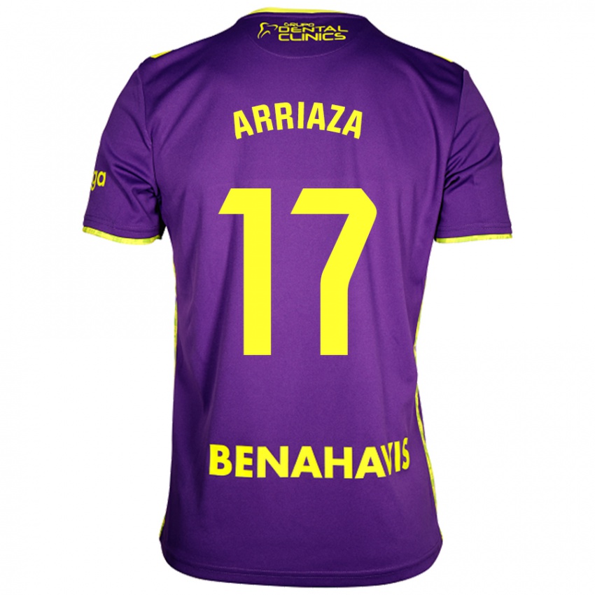 Enfant Maillot Pablo Arriaza #17 Violet Jaune Tenues Extérieur 2024/25 T-Shirt Suisse