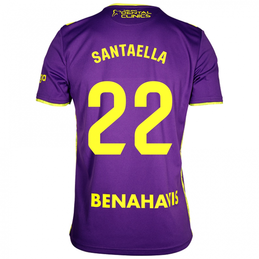 Kinder Miguel Ángel Santaella #22 Lila Gelb Auswärtstrikot Trikot 2024/25 T-Shirt Schweiz