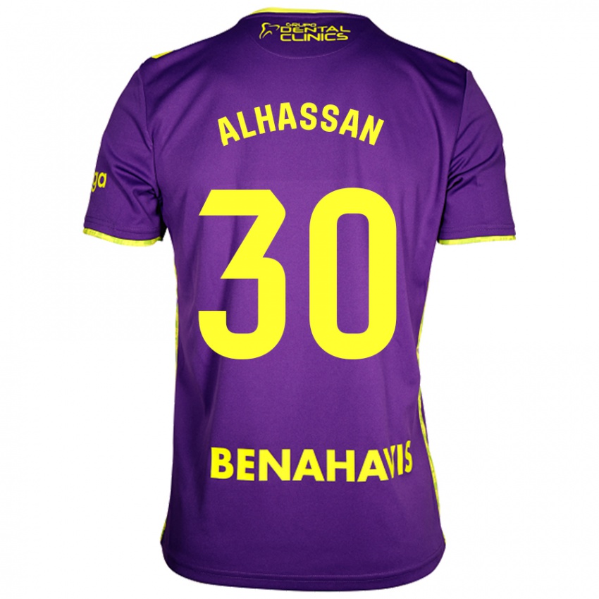 Kinder Mubarak Alhassan #30 Lila Gelb Auswärtstrikot Trikot 2024/25 T-Shirt Schweiz