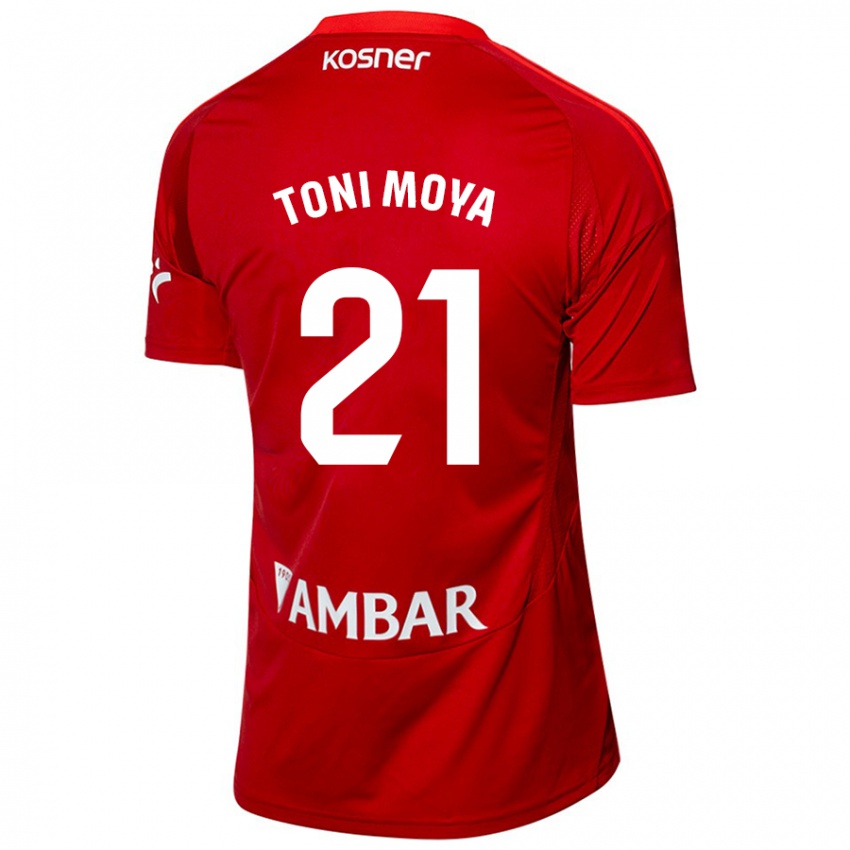 Kinder Toni Moya #21 Weiß Blau Auswärtstrikot Trikot 2024/25 T-Shirt Schweiz