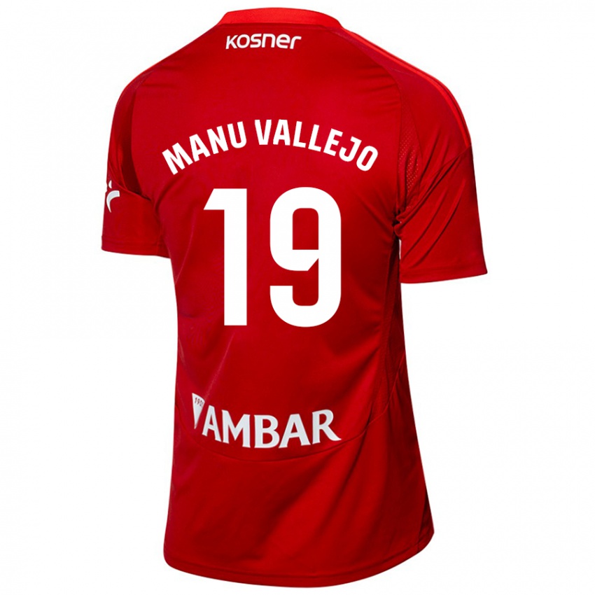 Enfant Maillot Manu Vallejo #19 Blanc Bleu Tenues Extérieur 2024/25 T-Shirt Suisse