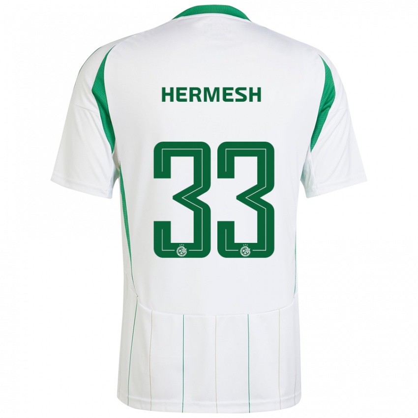 Kinder Liam Hermesh #33 Weiß Grün Auswärtstrikot Trikot 2024/25 T-Shirt Schweiz