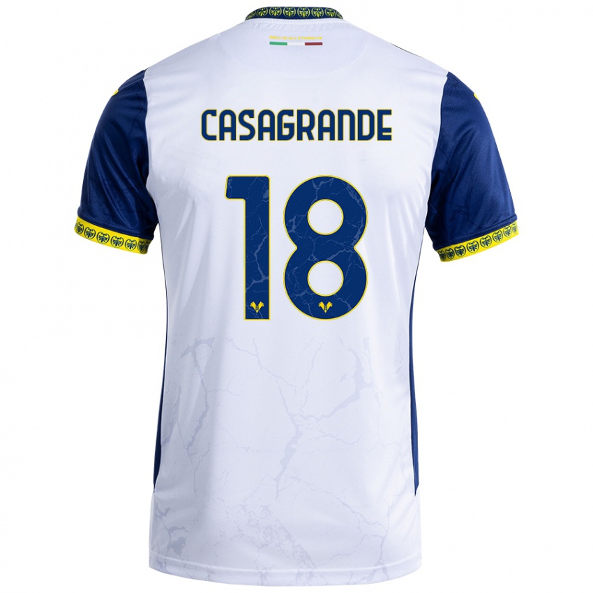 Kinder Davide Casagrande #18 Weiß Blau Auswärtstrikot Trikot 2024/25 T-Shirt Schweiz