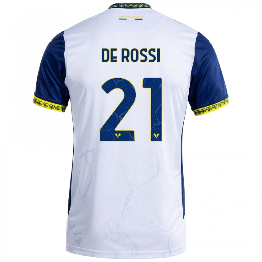 Enfant Maillot Michele De Rossi #21 Blanc Bleu Tenues Extérieur 2024/25 T-Shirt Suisse