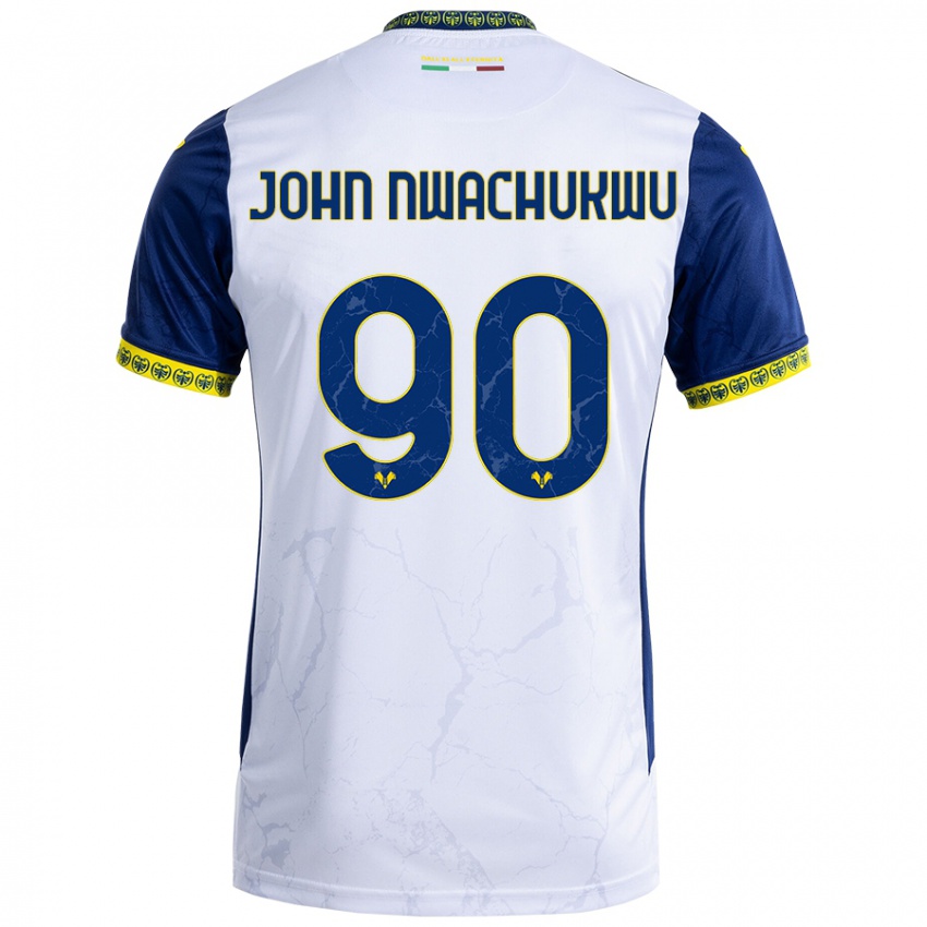 Kinder Samuel John Nwachukwu #90 Weiß Blau Auswärtstrikot Trikot 2024/25 T-Shirt Schweiz